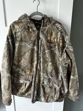 Vintage Realtree Camo Full Zip Up Hooded XL Heavy Quilted Hunting Jacket